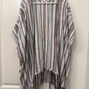Altar'd State Multi-colored Striped Fringe Kimono